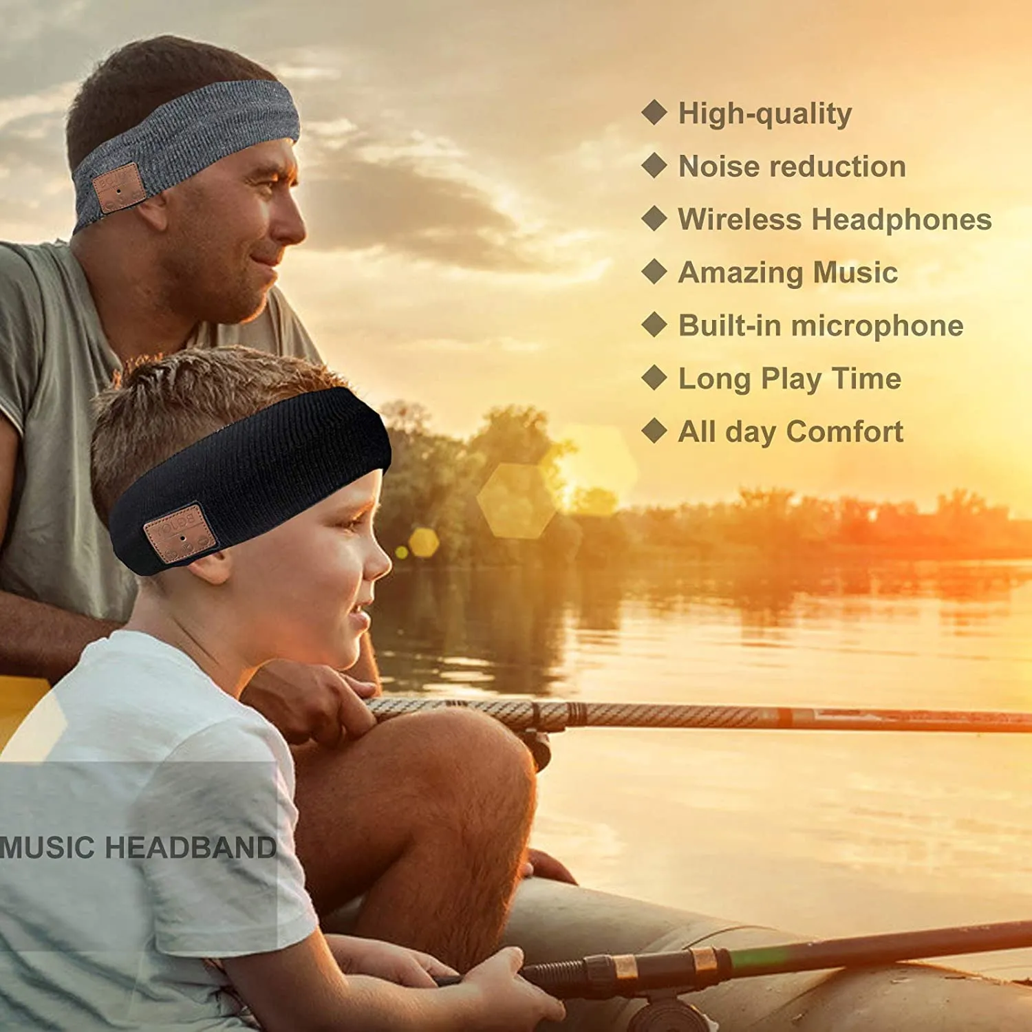 BGJOY Music Headband Sleep Headphones Sweatband with Wireless Headphone Headset Speaker Mic Handsfree Music Call Sport Headbands Earphones Headsets for Workout Running Yoga Sleeping (Dark Grey)