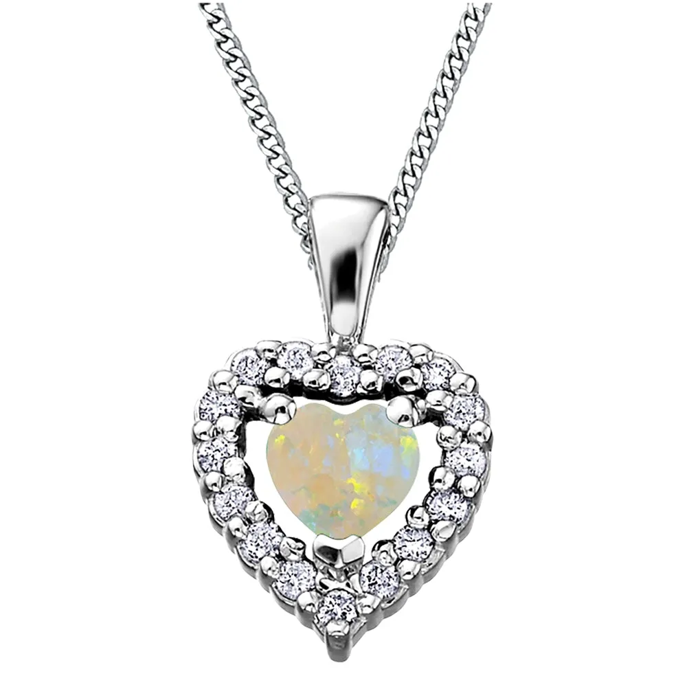 Birthstone and Diamond Heart Pendant