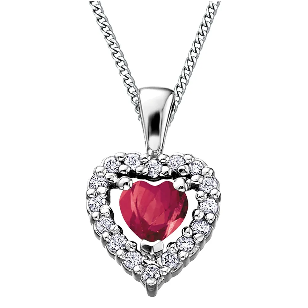 Birthstone and Diamond Heart Pendant