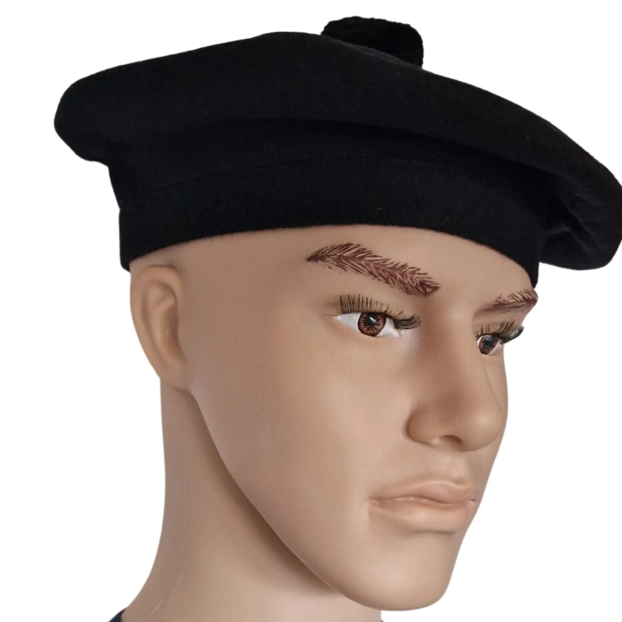 Black Scottish Tam O Shanter Hat Military Bonnet Beret Balmoral Army Cap Scott's Hat