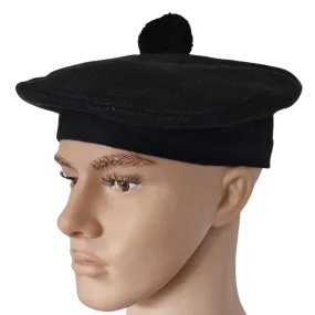 Black Scottish Tam O Shanter Hat Military Bonnet Beret Balmoral Army Cap Scott's Hat