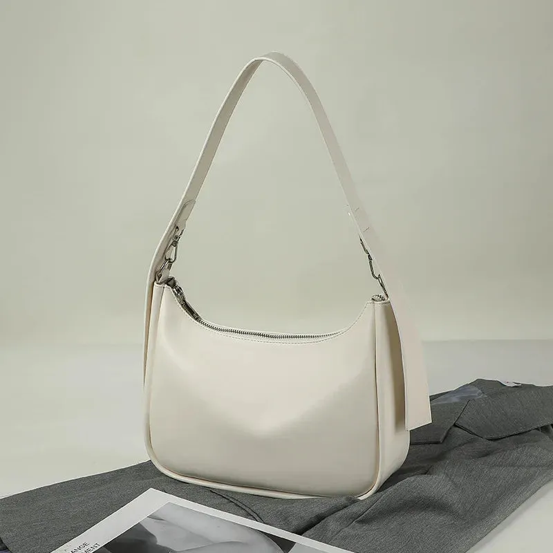 Black Simple Solid Color Women Shoulder Bags PU Leather High Fashion Underarm Bag Designer Luxury Handbags New Versatile