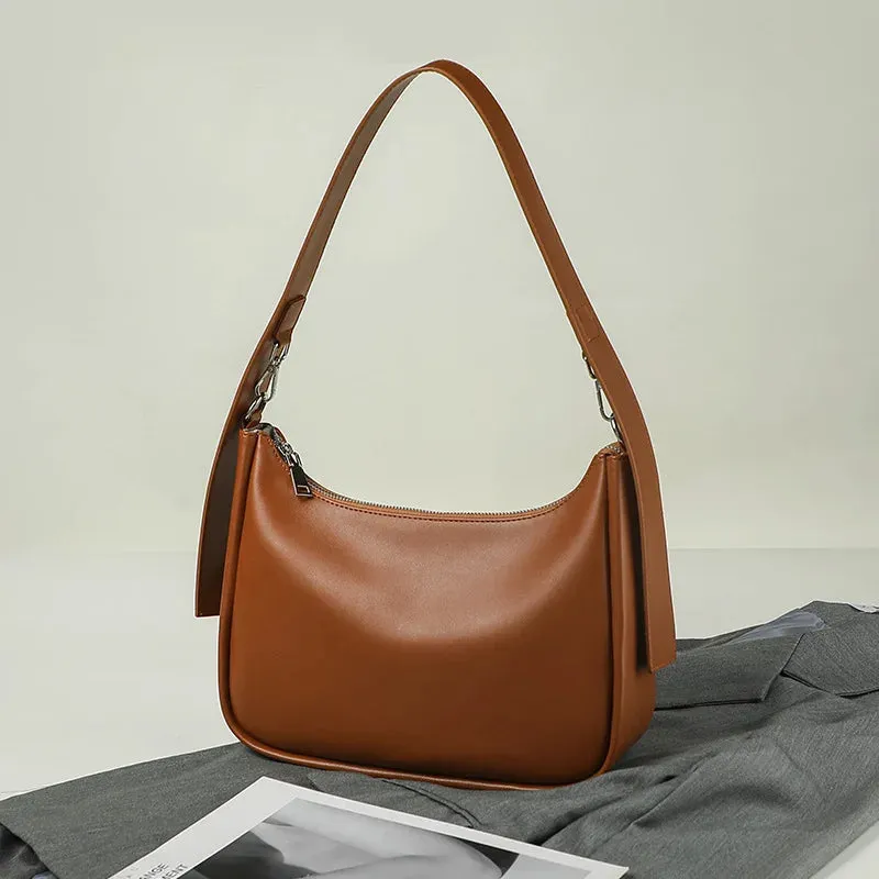 Black Simple Solid Color Women Shoulder Bags PU Leather High Fashion Underarm Bag Designer Luxury Handbags New Versatile