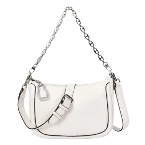 Blingstrap Women Leather Cross-Body Strap Handbag White
