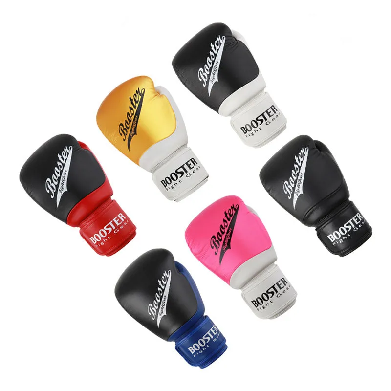 BOOSTER MUAY THAI BOXING GLOVES Leather 8-16 oz White Gold