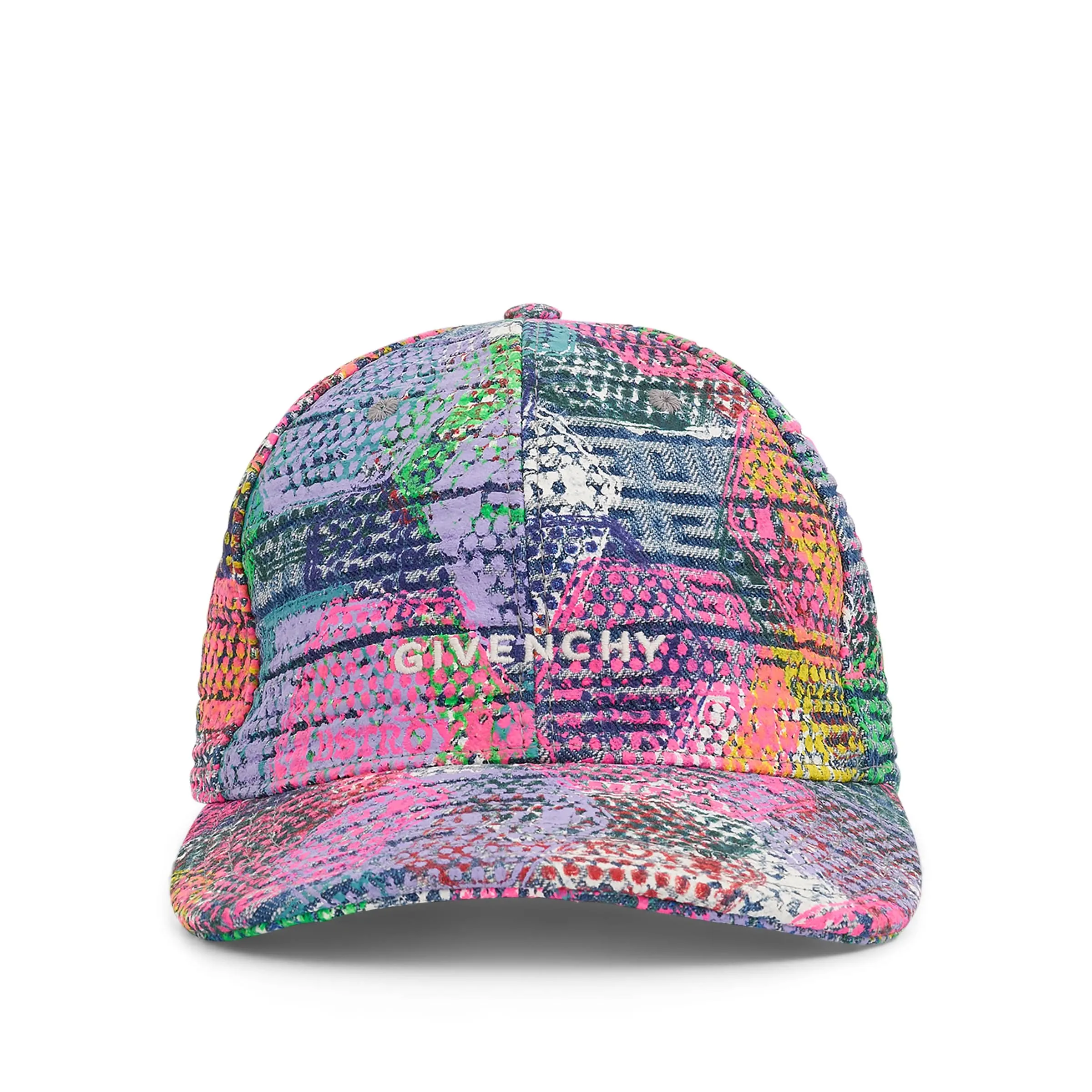 BSTROY Denim Hexagon Print Curved Cap in Multicolour