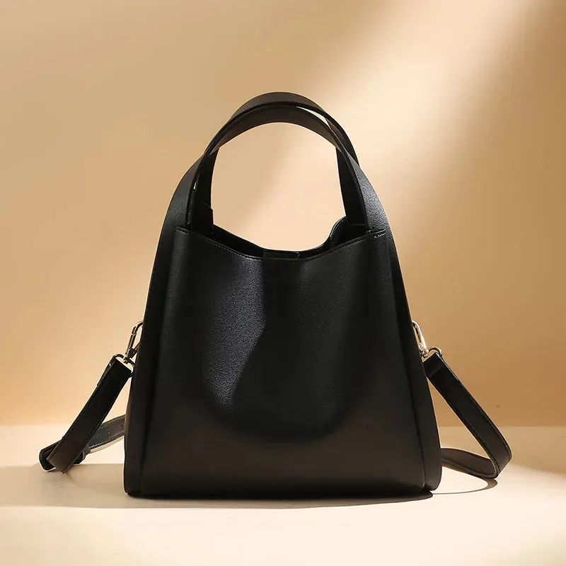 Bucket Handbags For Women Solid Color Fashion Large Capacity Shoulder Bag Leather Simple Versatile Crossbody Bag Luxury Casual
