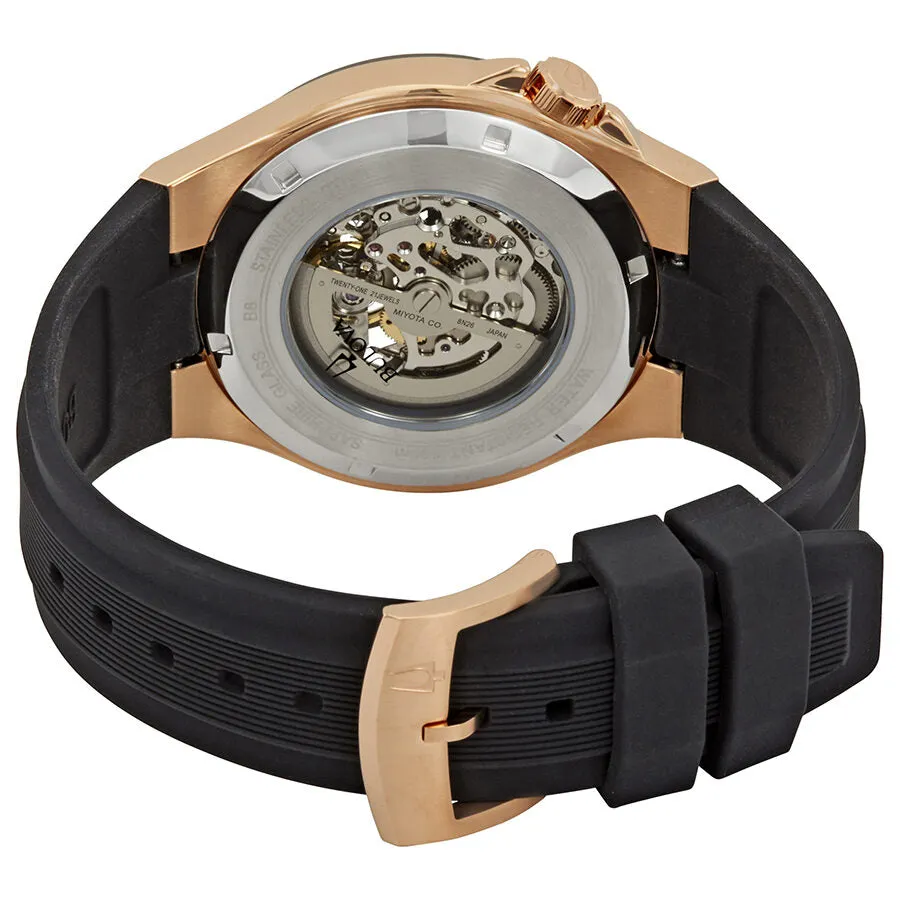 Bulova Classic Automatic Black Dial Black Silicone Men's Watch 98A177