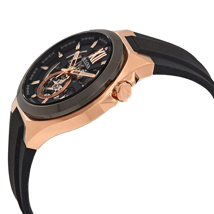 Bulova Classic Automatic Black Dial Black Silicone Men's Watch 98A177