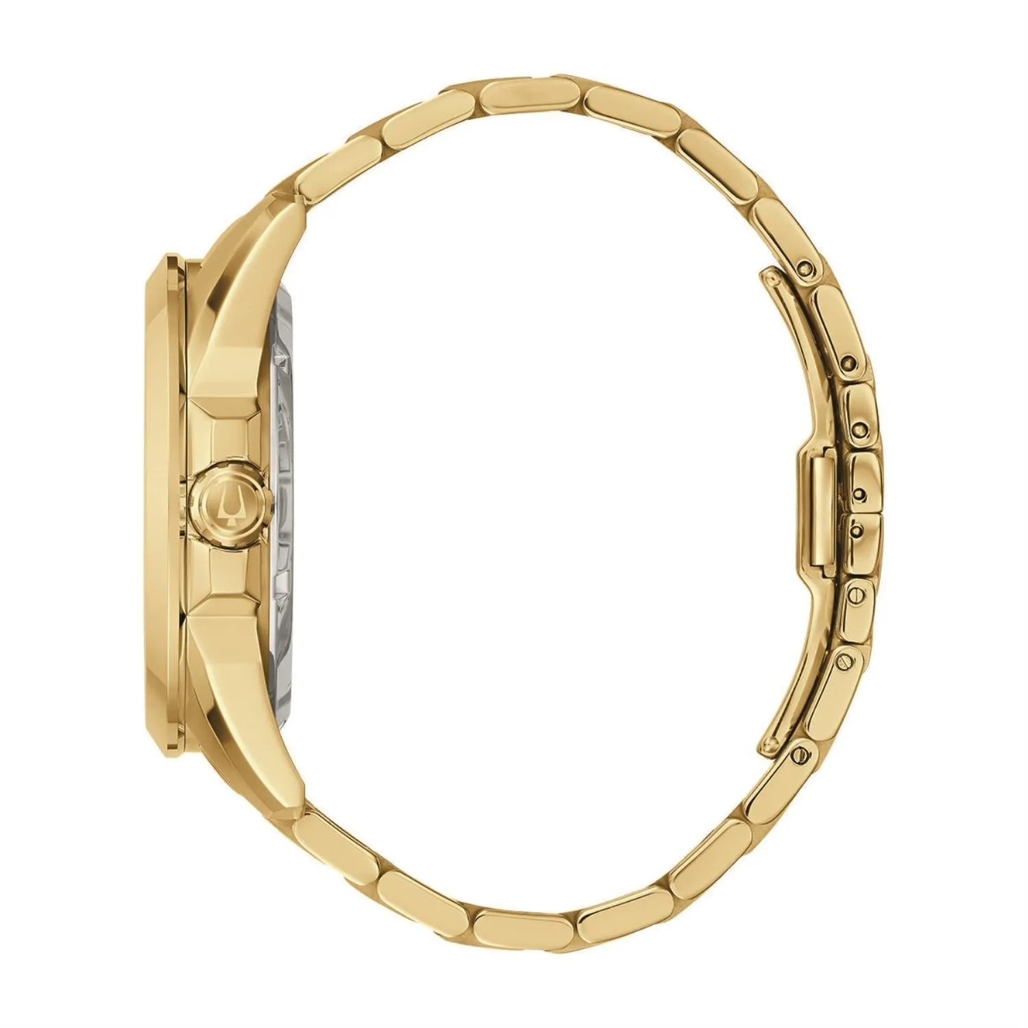 Bulova Watch with 43MM Open Face Skeleton Round Dial and Stainless Steel Bracelet. 97A162