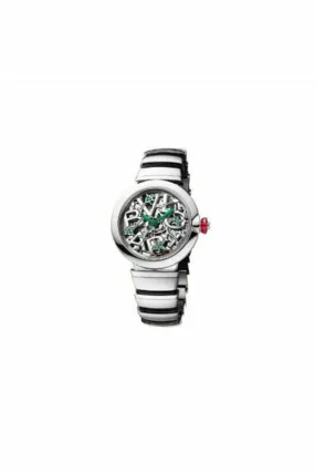 bvlgari lvcea skeleton 33mm stainless steel ladies watch ref. 103031 lu33skss/mea