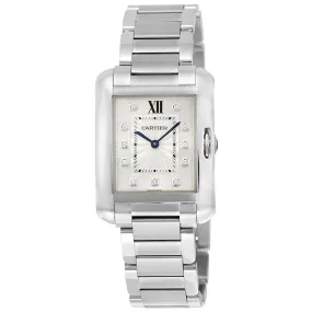 Cartier Tank Anglaise Silver Dial Diamond Ladies Watch W4TA0004