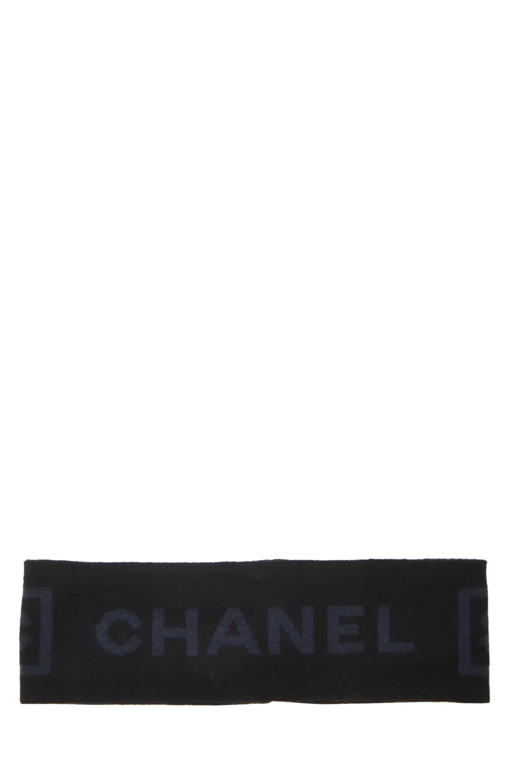 Chanel,  Black & Blue Wool Sport Ligne Headband, Black