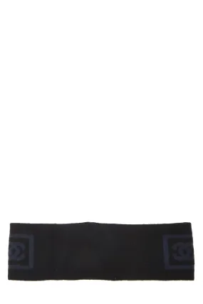 Chanel,  Black & Blue Wool Sport Ligne Headband, Black