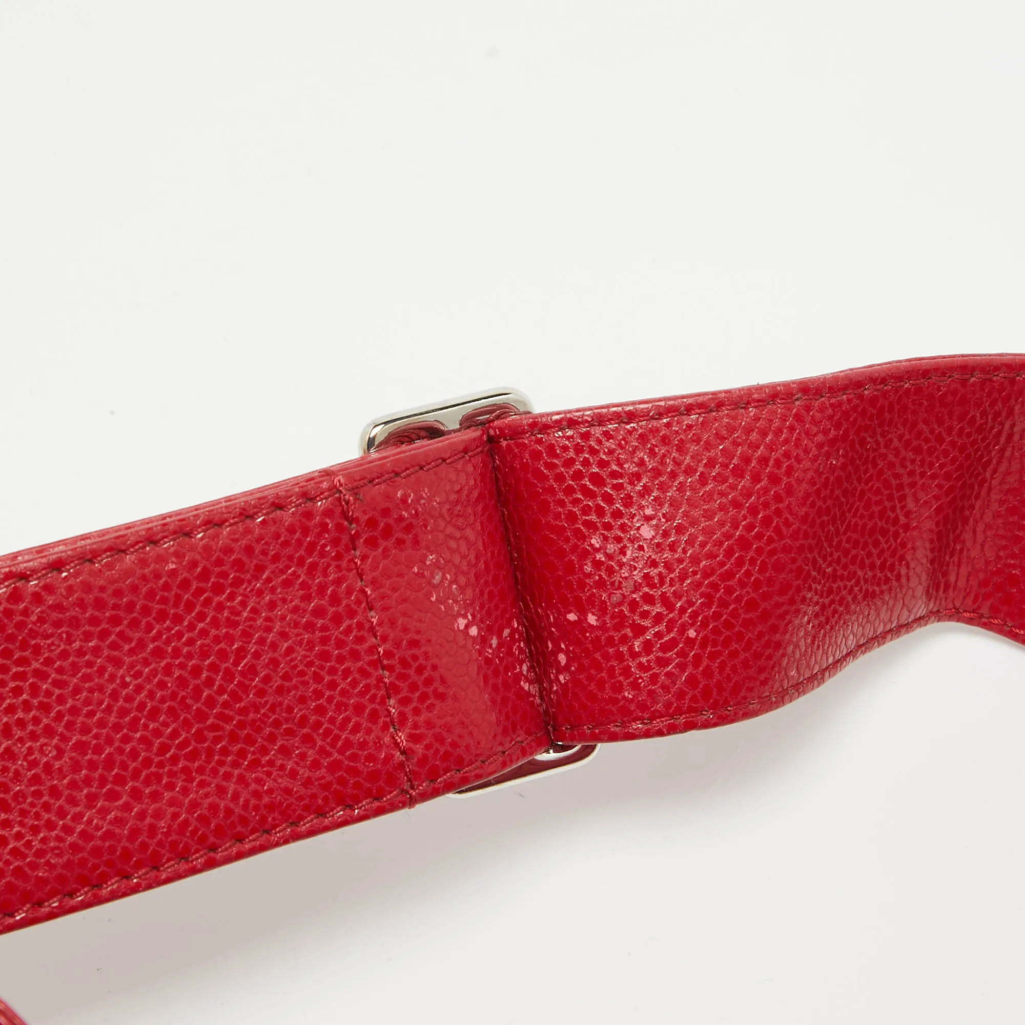 CHANEL Red Quilted Caviar Leather XL Classic New Messenger Bag