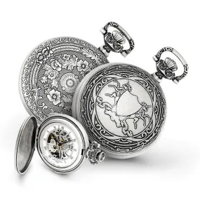 Charles Hubert Paris: Antique Unicorn Shield Design Brass Pocket Watch 3921