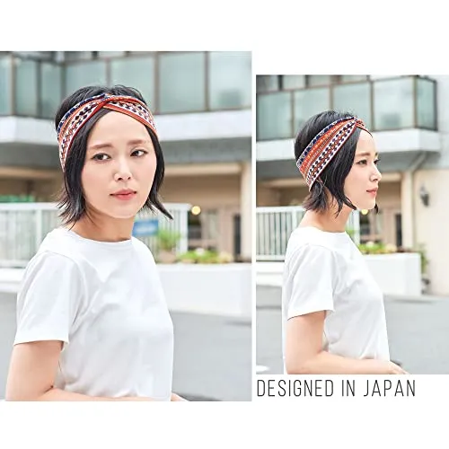 CHARM Boho Twist Turban Headband - Stretchy Cotton Hair Wrap Hairband for Women Gray