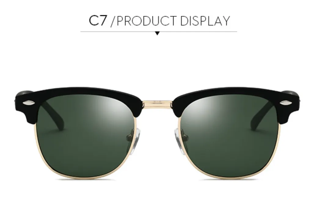 Classic Semi Rimless Designer Sunglasses for Men