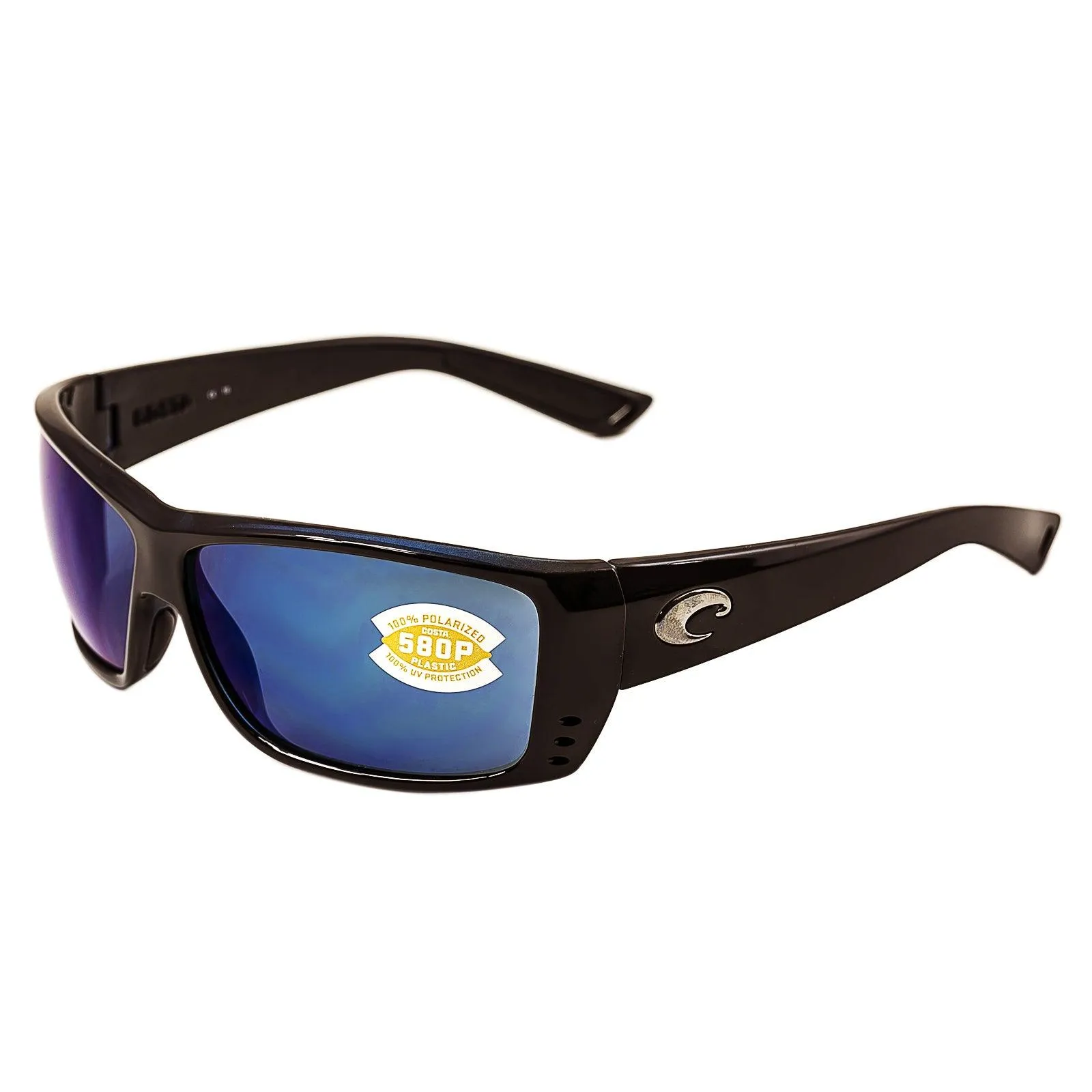 Costa Del Mar AT11OBMP Men's Cat Cay Polarized Plastic 580P Blue Mirror Lens Shiny Black Frame Sunglasses