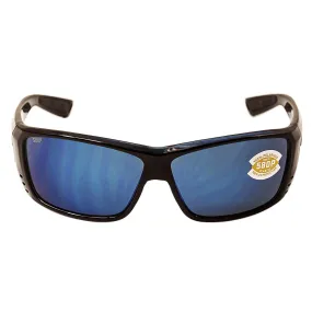 Costa Del Mar AT11OBMP Men's Cat Cay Polarized Plastic 580P Blue Mirror Lens Shiny Black Frame Sunglasses