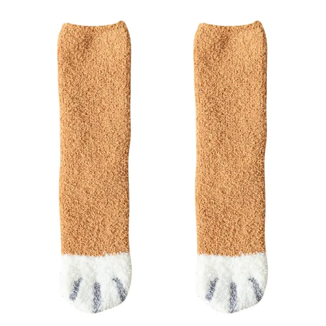 Cute style cat paw pattern women cotton socks