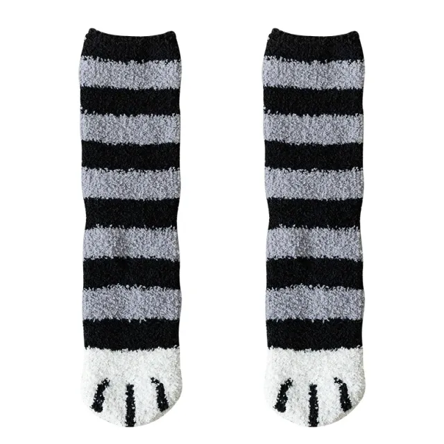 Cute style cat paw pattern women cotton socks