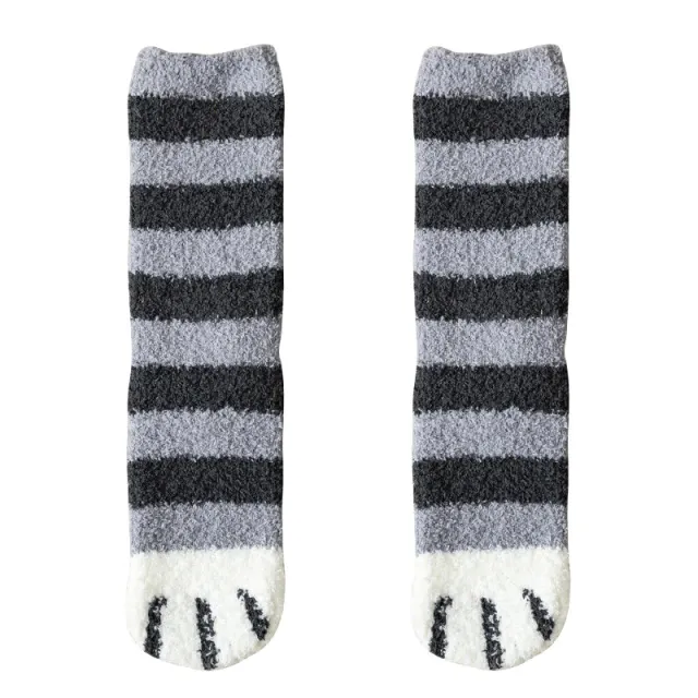 Cute style cat paw pattern women cotton socks