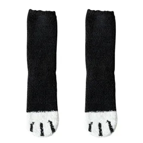 Cute style cat paw pattern women cotton socks