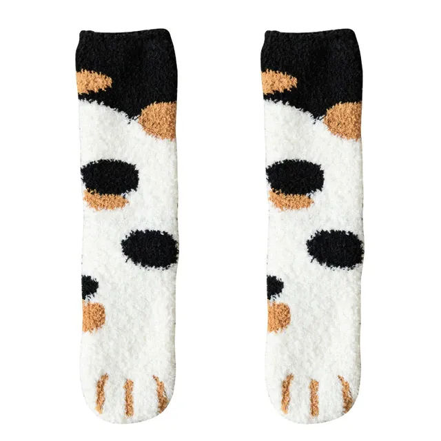 Cute style cat paw pattern women cotton socks