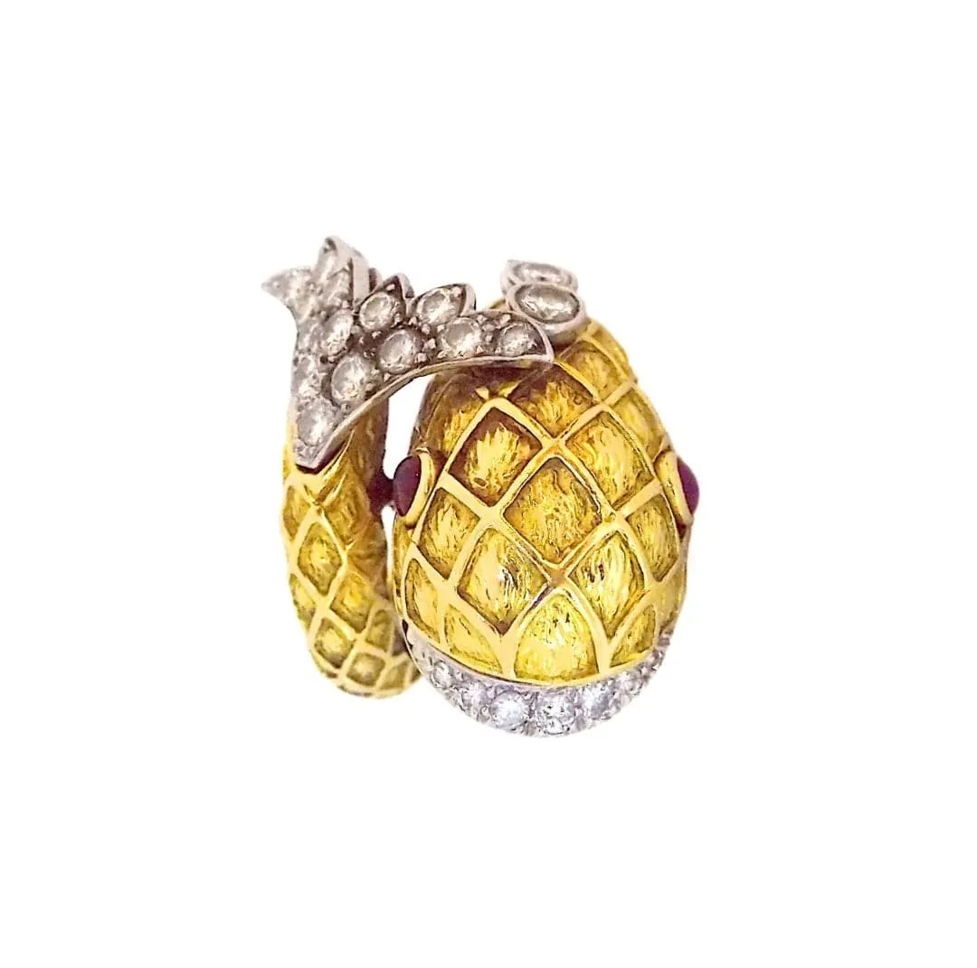 David Webb 18K Gold Diamond and Ruby Koi Fish Ring ASC5599
