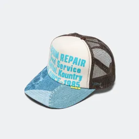 DENIM REPAIR SERVICE Denim Re-Construct Trucker Cap - Ecru/Brown