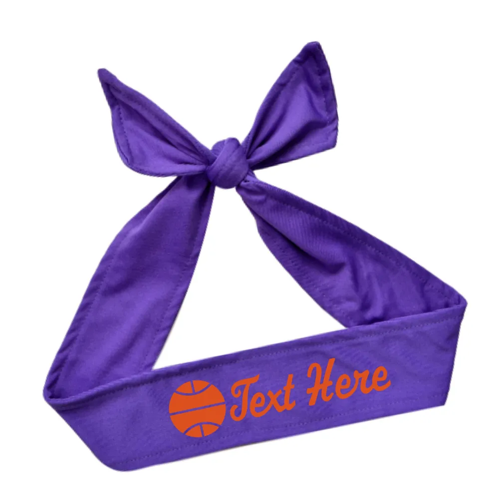 Design Your Own Basketball Tie Back Headband with VINYL Text - Quantity Discounts