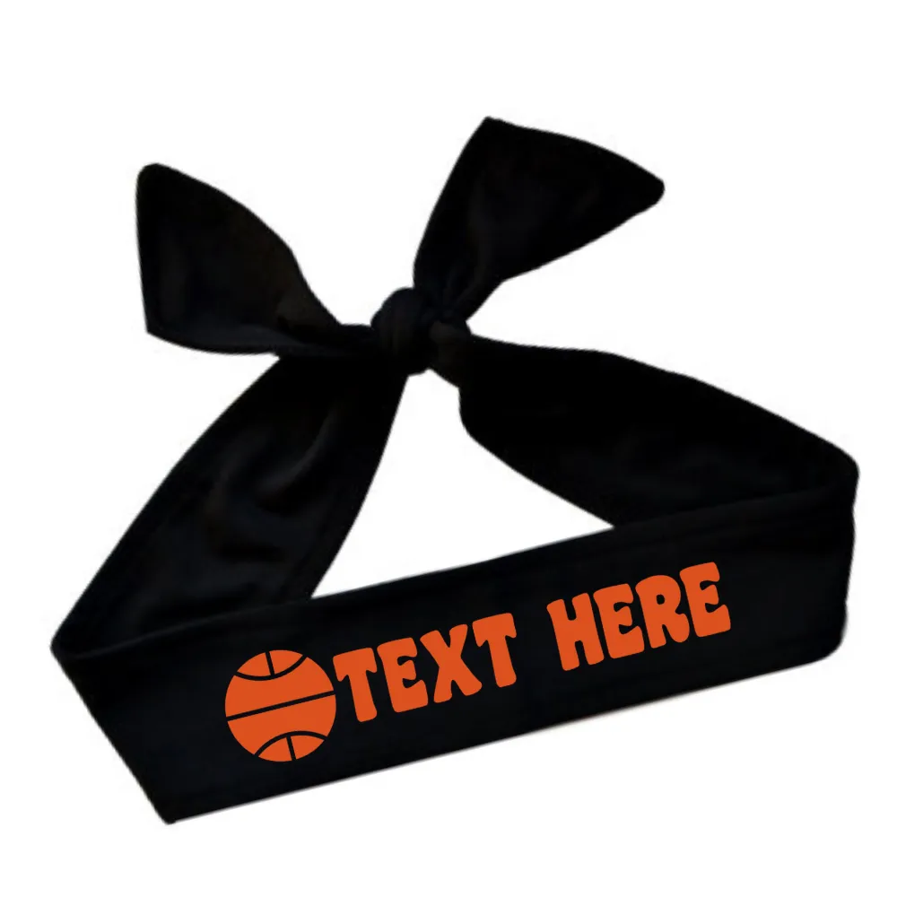Design Your Own Basketball Tie Back Headband with VINYL Text - Quantity Discounts