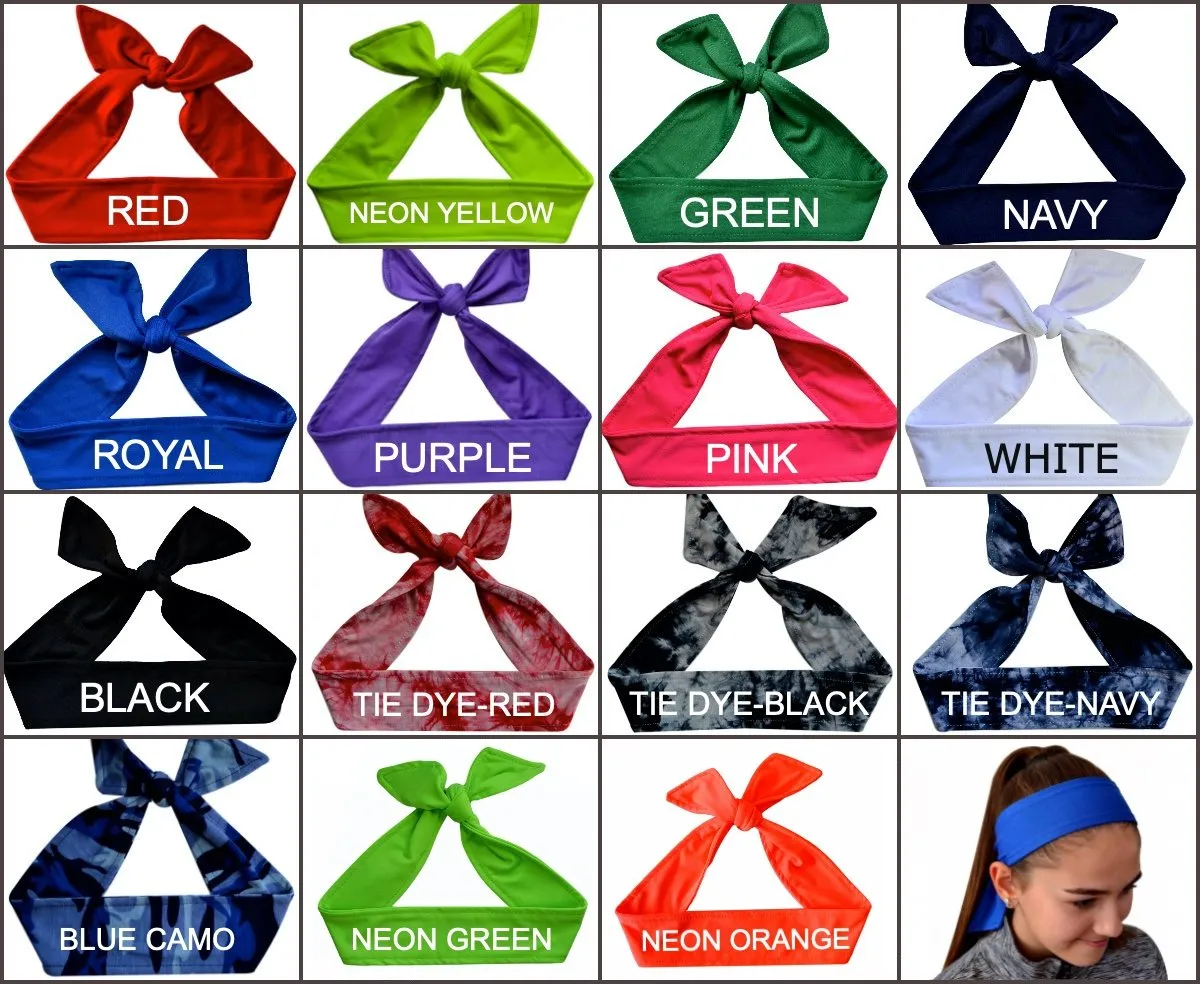 Design Your Own Basketball Tie Back Headband with VINYL Text - Quantity Discounts