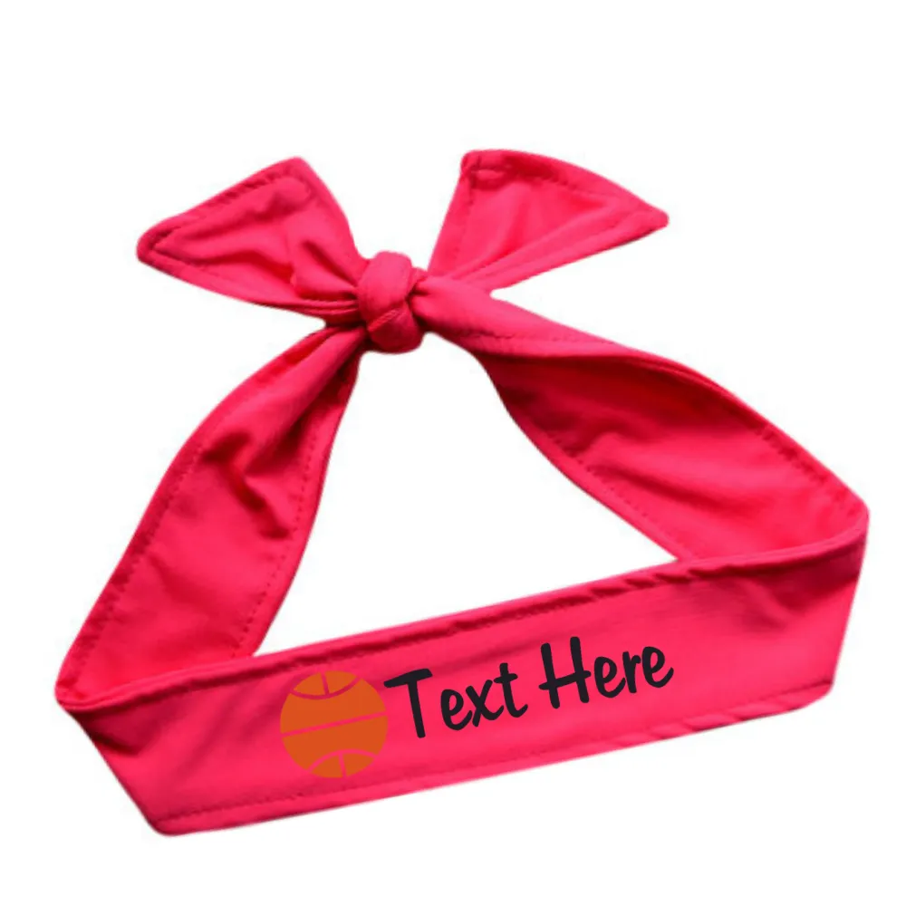 Design Your Own Basketball Tie Back Headband with VINYL Text - Quantity Discounts