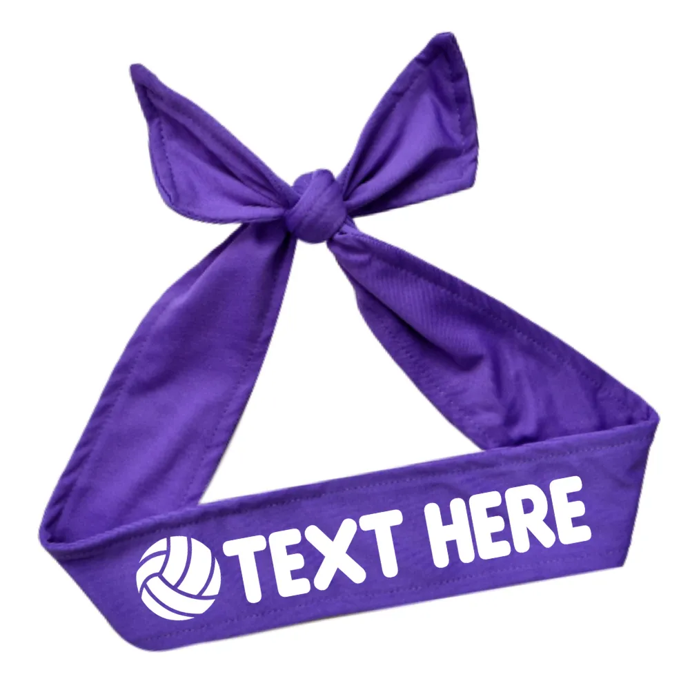 Design Your Own Volleyball Tie Back Headband with VINYL Text - Quantity Discounts