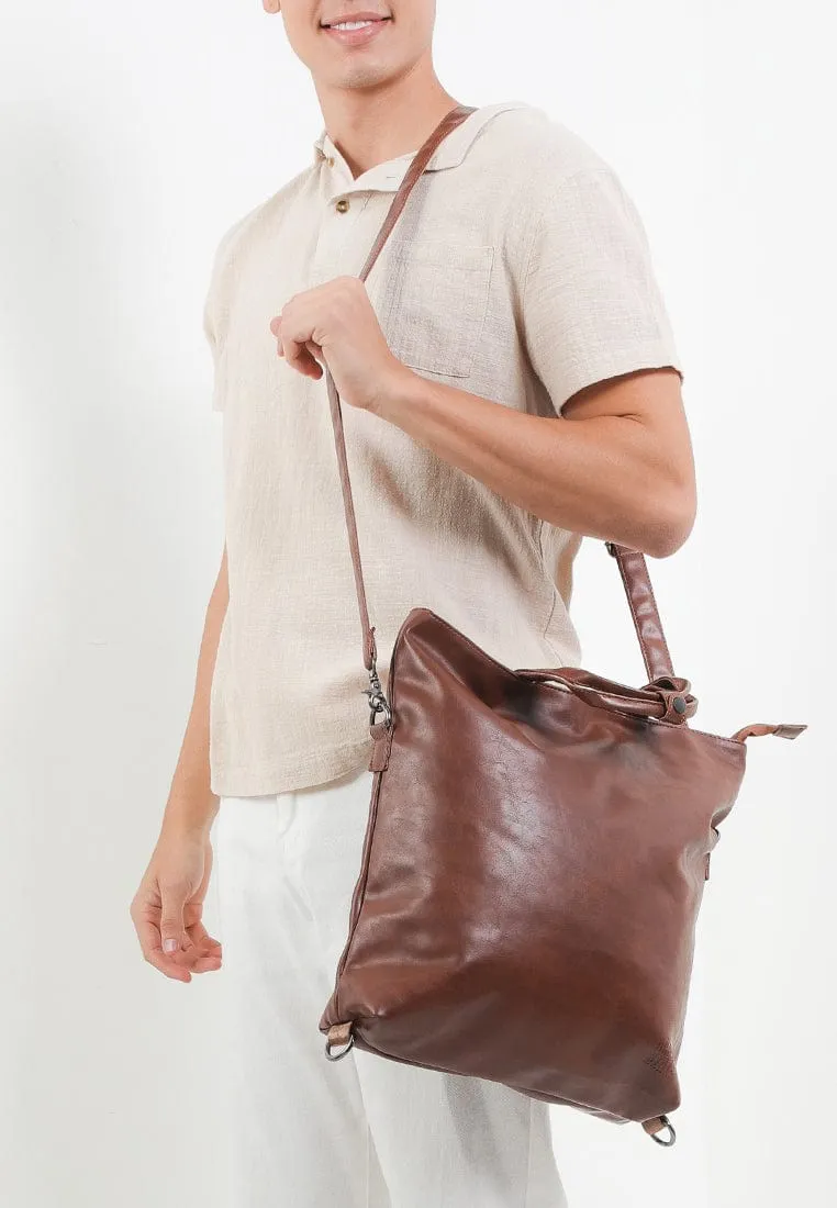 Distressed Leather Hitch Totepack - Camel