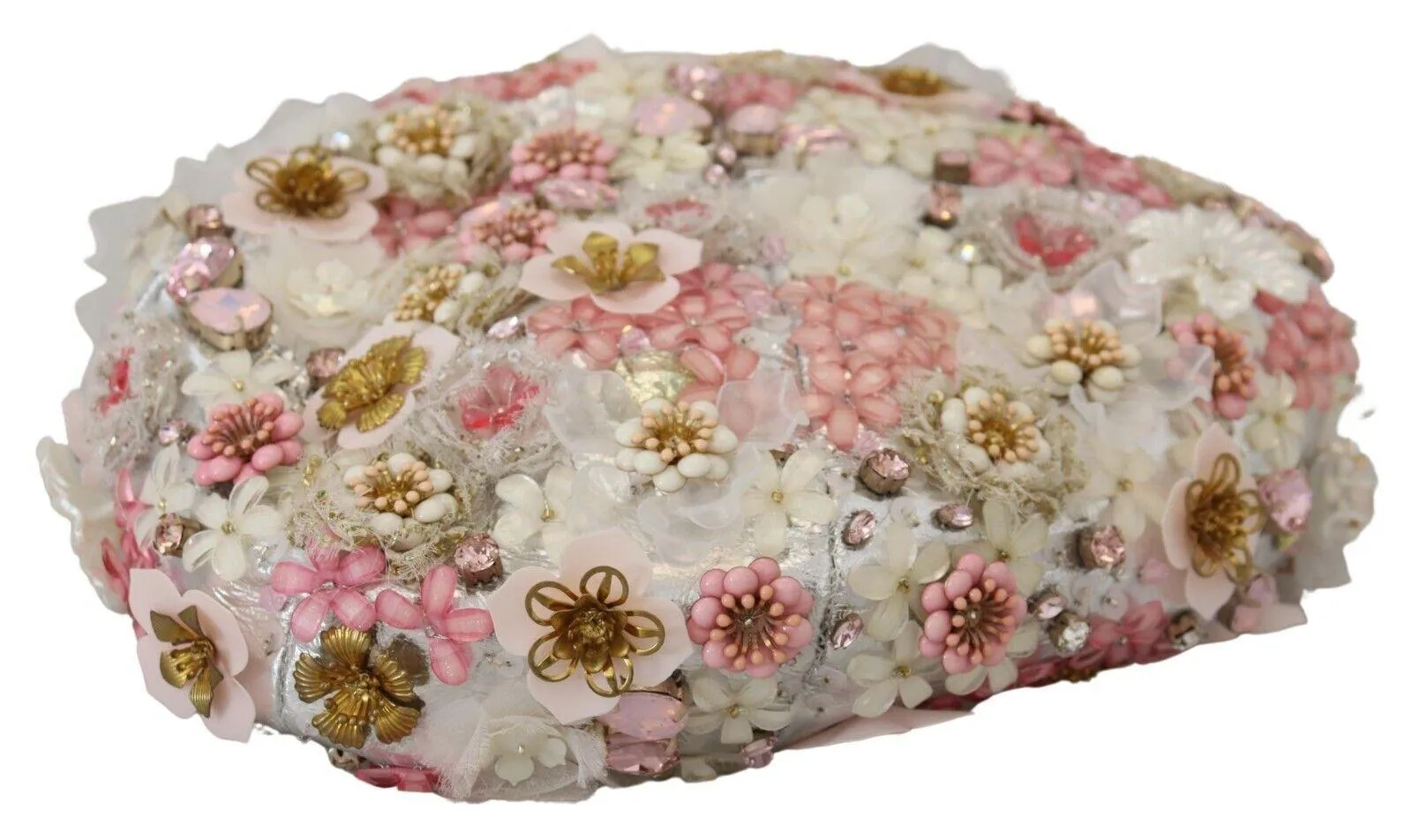 Dolce & Gabbana White Nylon Floral Embellished Hat