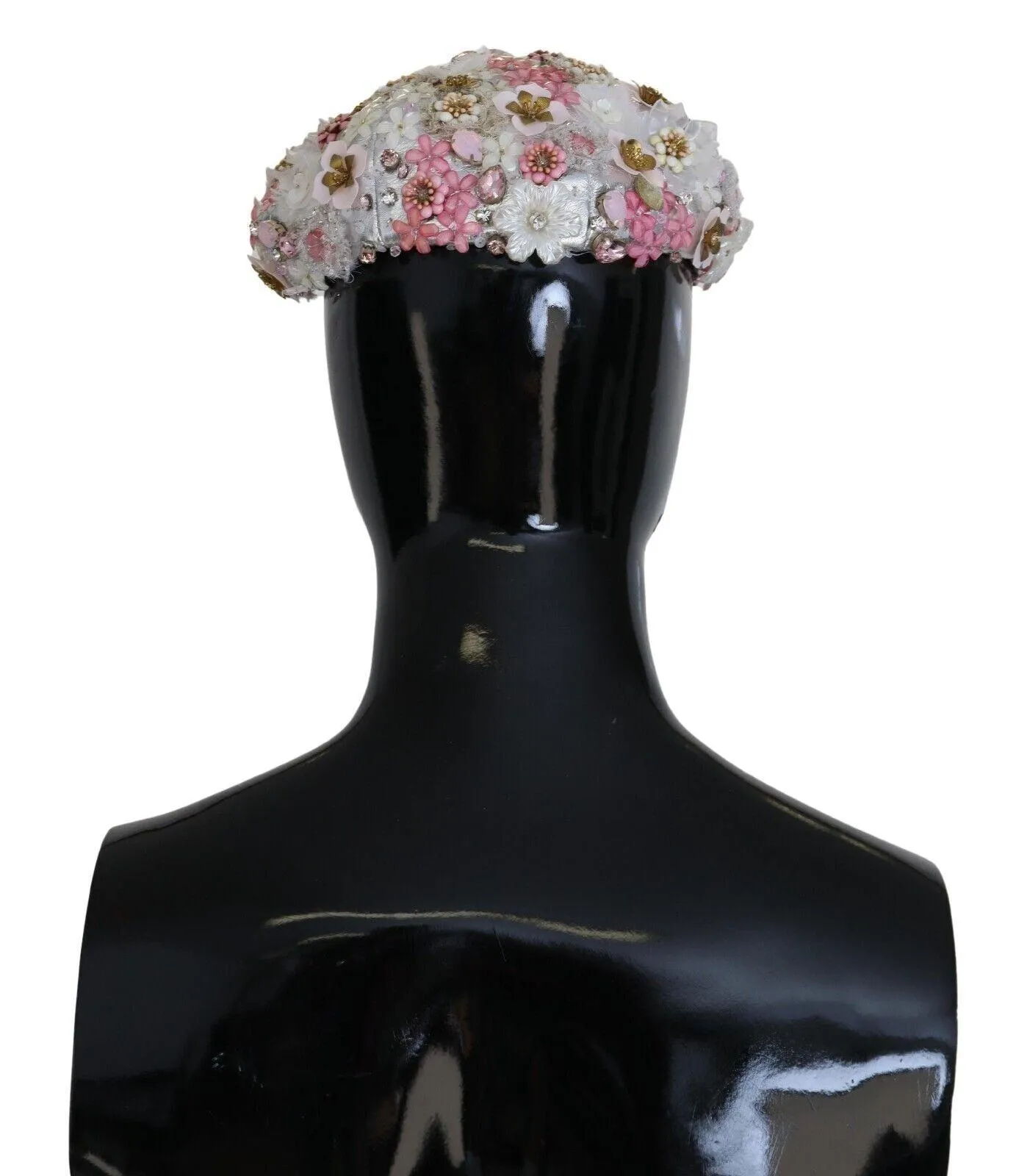 Dolce & Gabbana White Nylon Floral Embellished Hat