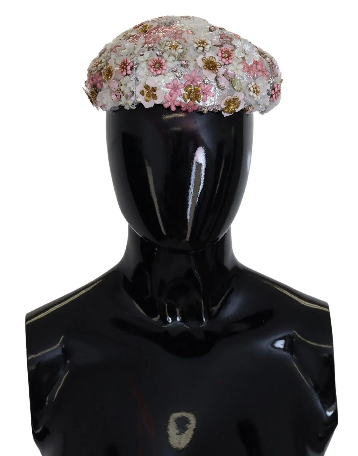Dolce & Gabbana White Nylon Floral Embellished Hat