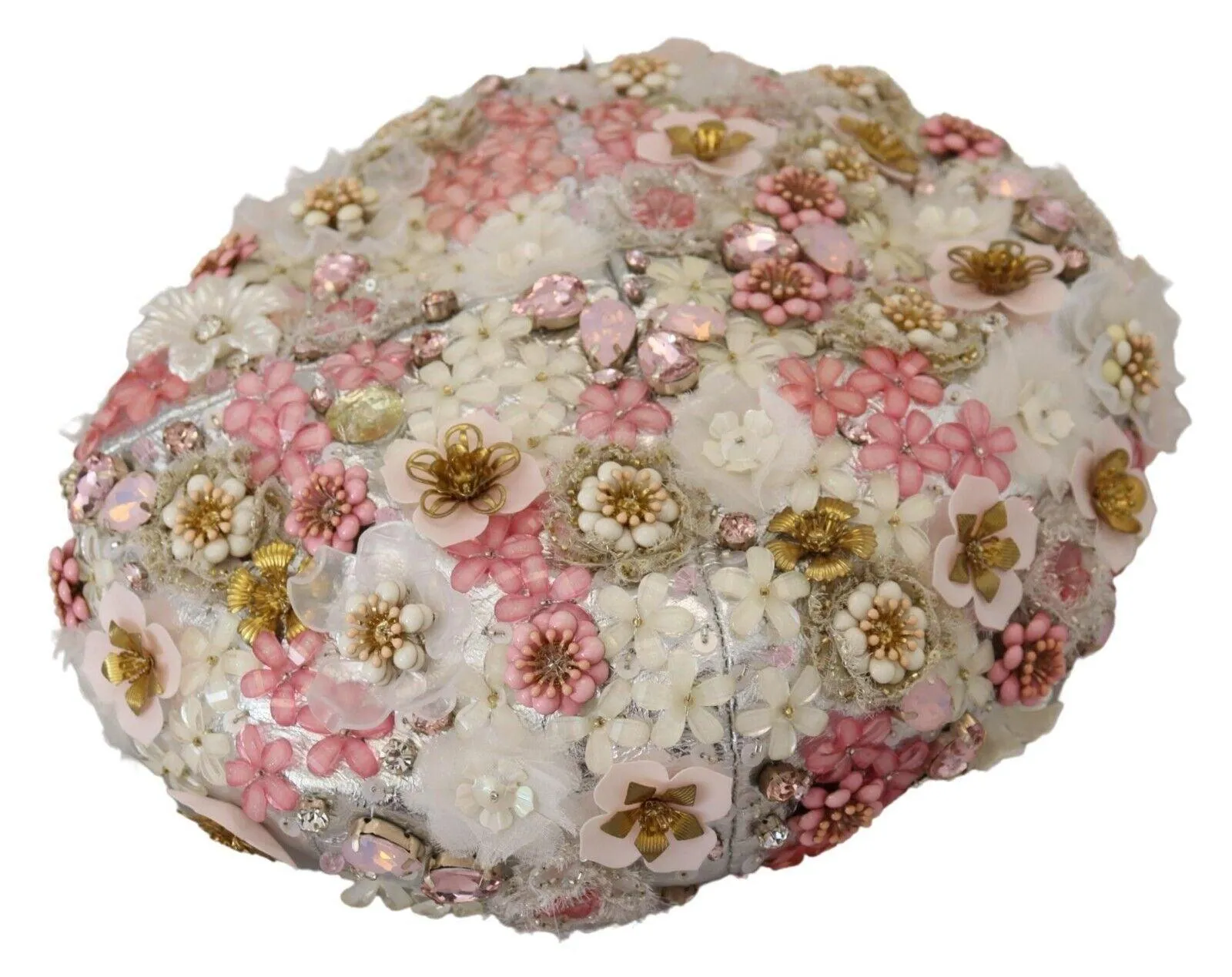 Dolce & Gabbana White Nylon Floral Embellished Hat