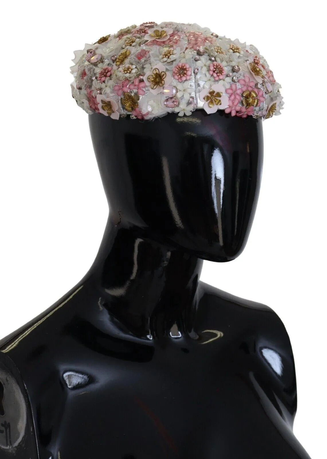 Dolce & Gabbana White Nylon Floral Embellished Hat