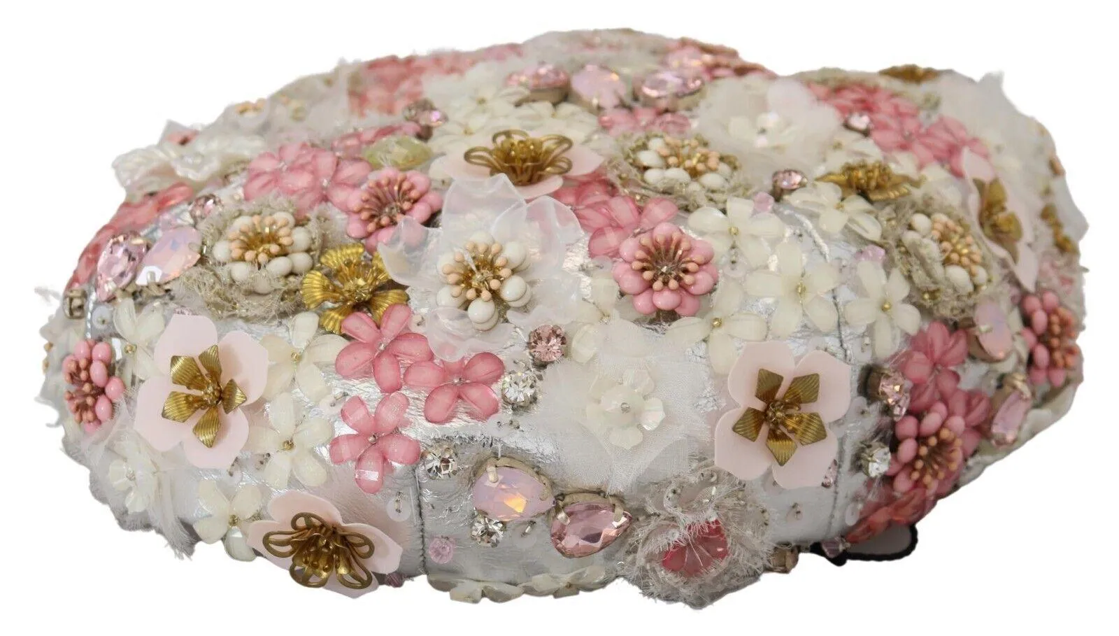 Dolce & Gabbana White Nylon Floral Embellished Hat