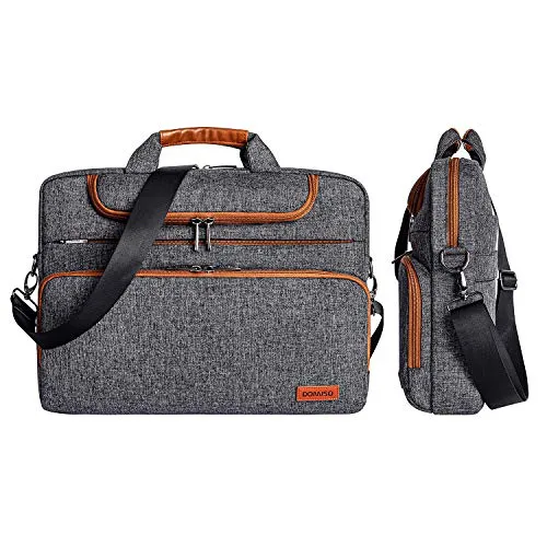 DOMISO 13.3 Inch Multi-Functional Laptop Sleeve Business Briefcase Waterproof Messenger Shoulder Bag for 13"-13.3" Laptops/MacBook Pro Retina/Dell XPS 13 / Surface Book/ASUS/Acer, Dark Grey