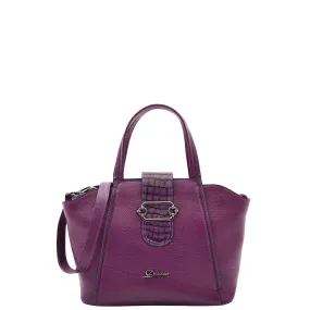 DR586 Women's Stylish Leather Adjustable Strap Handbag Purple
