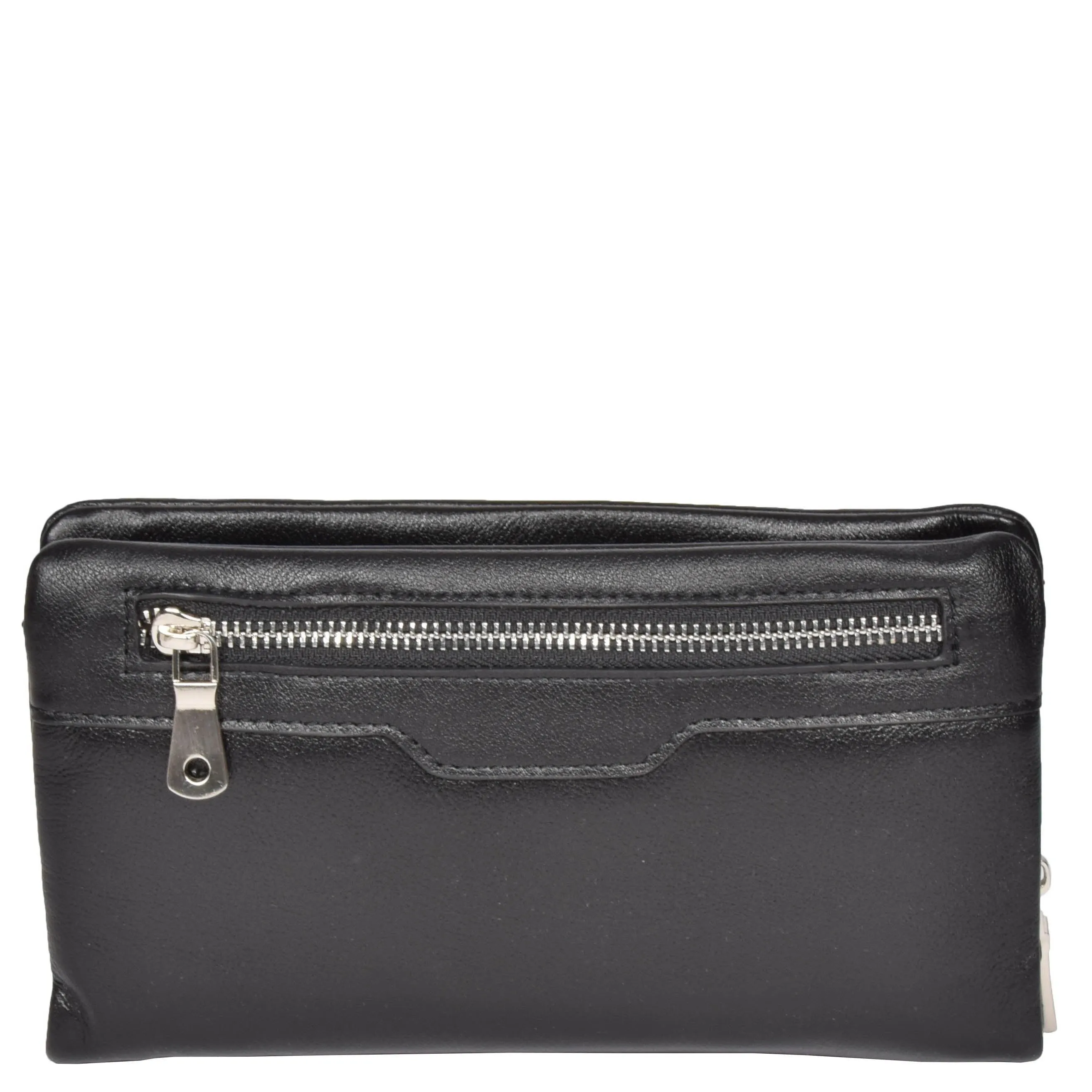 DR618 Genuine Leather Wrist Clutch Bag Black