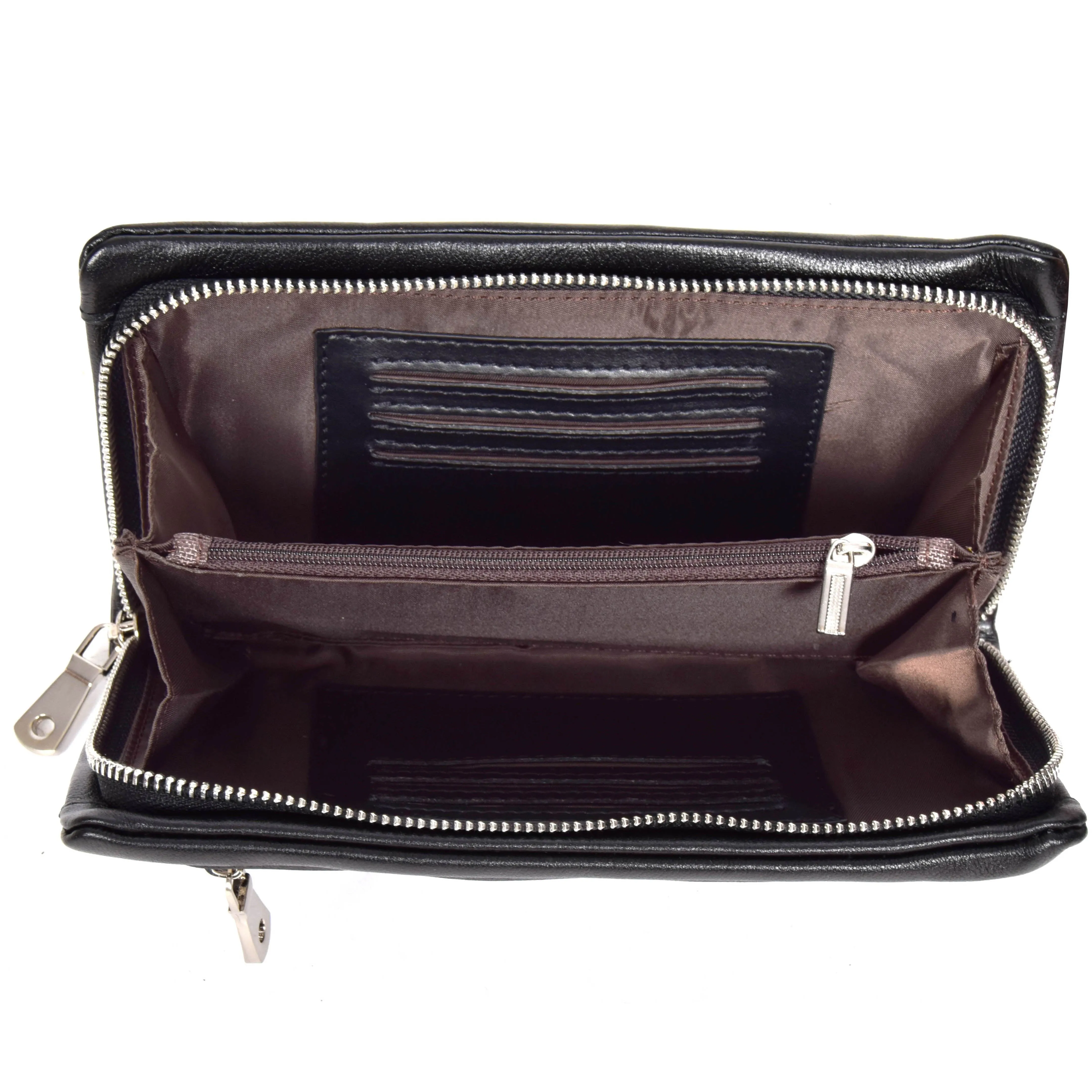 DR618 Genuine Leather Wrist Clutch Bag Black