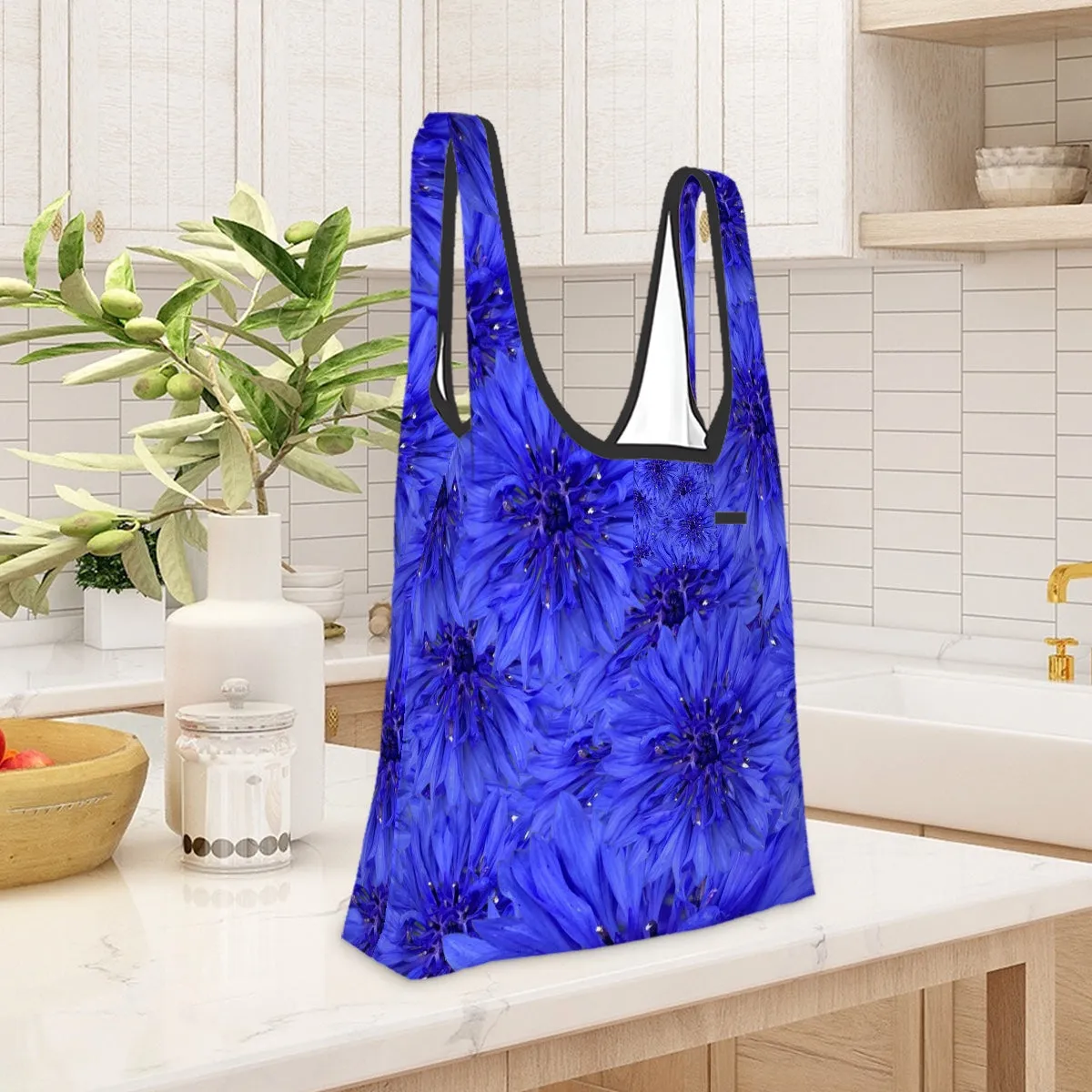 Folding Shopping Bag (Polyester with storage pouch) Cornflower 2