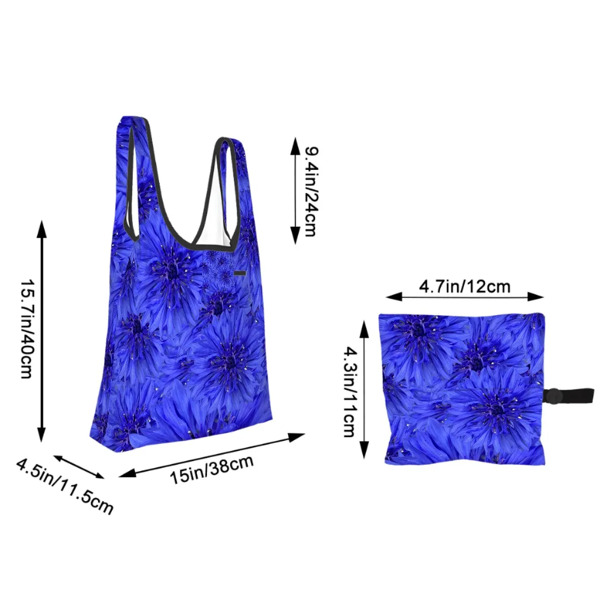 Folding Shopping Bag (Polyester with storage pouch) Cornflower 2