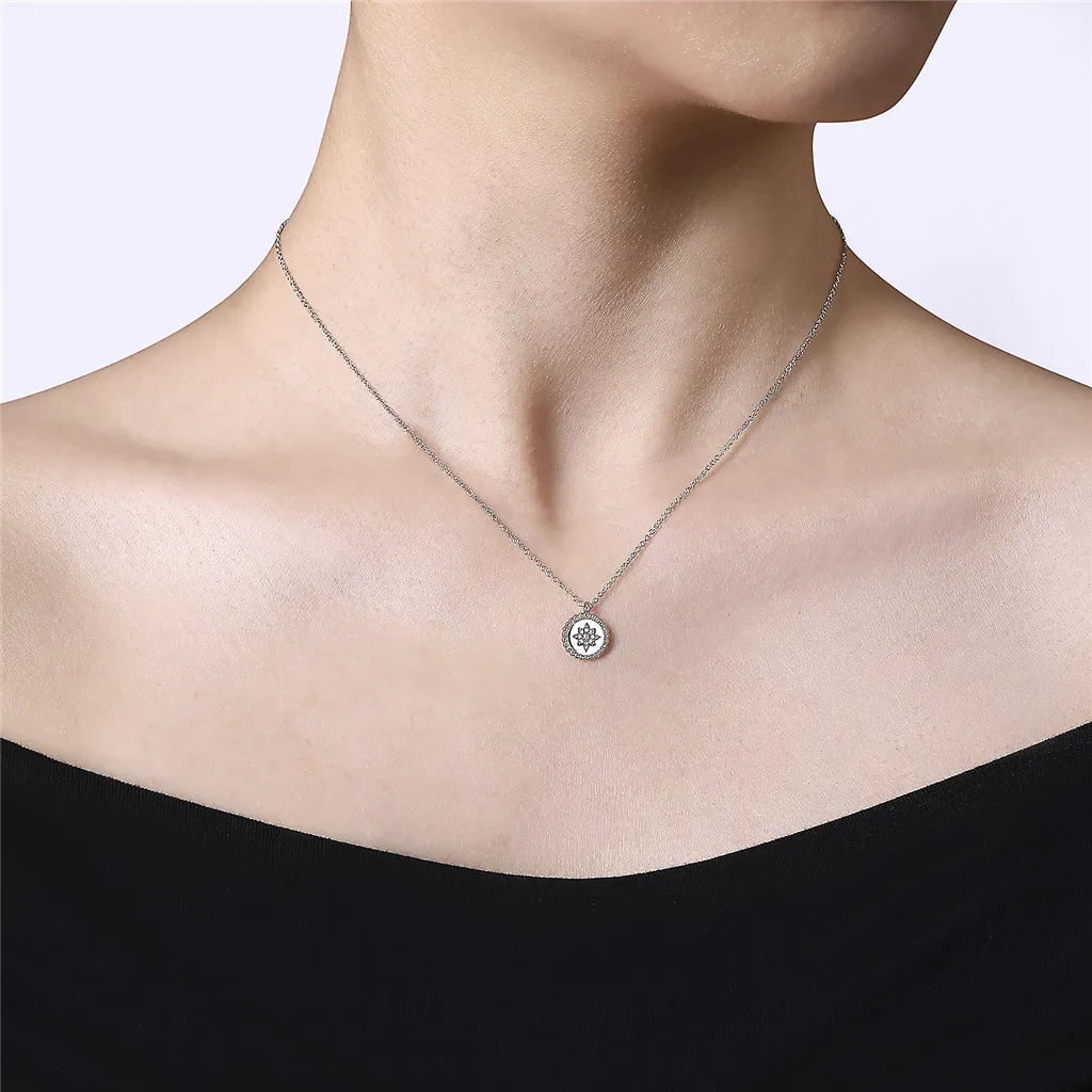 Gabriel & Co. Fashion Sterling Silver Round Star Pendant Necklace